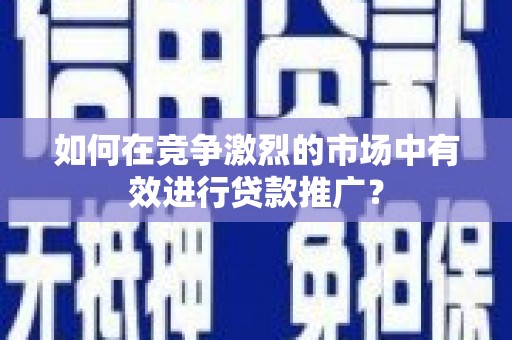 四湖如何在竞争激烈的市场中有效进行贷款推广？