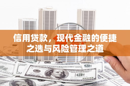 四湖信用贷款，现代金融的便捷之选与风险管理之道
