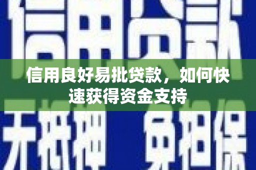 四湖信用良好易批贷款，如何快速获得资金支持