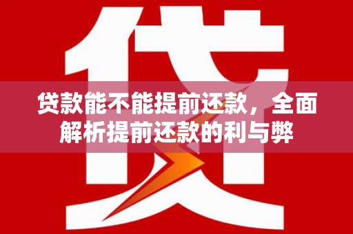 四湖贷款能不能提前还款，全面解析提前还款的利与弊