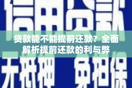 四湖贷款能不能提前还款？全面解析提前还款的利与弊
