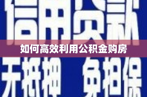 四湖如何高效利用公积金购房