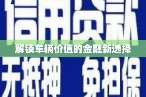 四湖解锁车辆价值的金融新选择